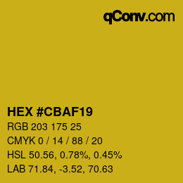 カラーコード: HEX #CBAF19 | qconv.com