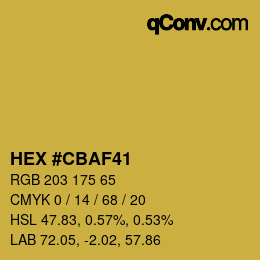 Color code: HEX #CBAF41 | qconv.com