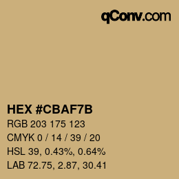 カラーコード: HEX #CBAF7B | qconv.com