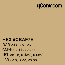 Color code: HEX #CBAF7E | qconv.com