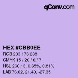 颜色代码: HEX #CBB0EE | qconv.com