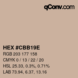 Color code: HEX #CBB19E | qconv.com