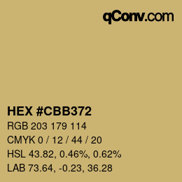 Color code: HEX #CBB372 | qconv.com