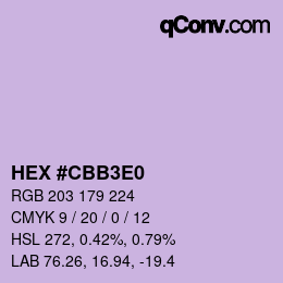 颜色代码: HEX #CBB3E0 | qconv.com