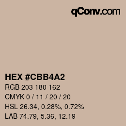 Color code: HEX #CBB4A2 | qconv.com