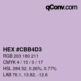 カラーコード: HEX #CBB4D3 | qconv.com