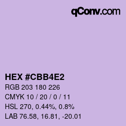 Color code: HEX #CBB4E2 | qconv.com