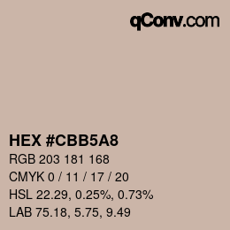 Color code: HEX #CBB5A8 | qconv.com