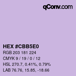 Color code: HEX #CBB5E0 | qconv.com