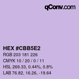 Farbcode: HEX #CBB5E2 | qconv.com