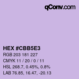 Color code: HEX #CBB5E3 | qconv.com