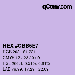 Color code: HEX #CBB5E7 | qconv.com