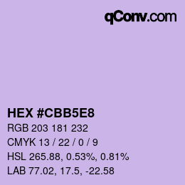 Color code: HEX #CBB5E8 | qconv.com