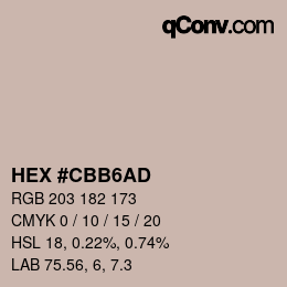Color code: HEX #CBB6AD | qconv.com