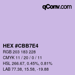 Color code: HEX #CBB7E4 | qconv.com