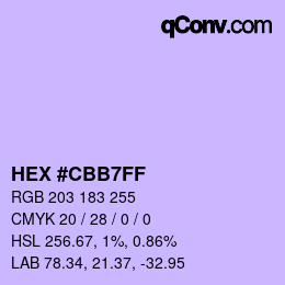 Color code: HEX #CBB7FF | qconv.com