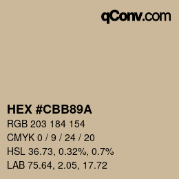 Color code: HEX #CBB89A | qconv.com