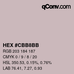 カラーコード: HEX #CBB8BB | qconv.com