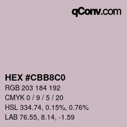 Farbcode: HEX #CBB8C0 | qconv.com