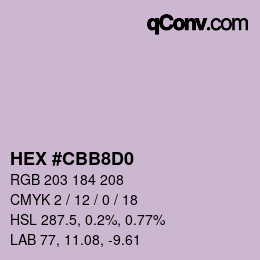 Color code: HEX #CBB8D0 | qconv.com