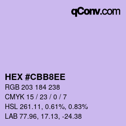 カラーコード: HEX #CBB8EE | qconv.com