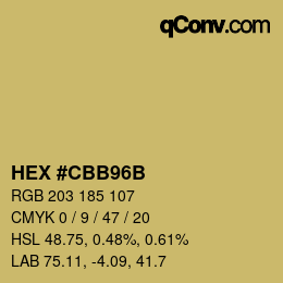 Color code: HEX #CBB96B | qconv.com