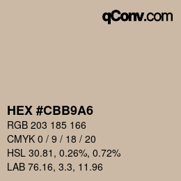 Color code: HEX #CBB9A6 | qconv.com