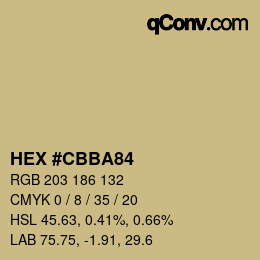 Color code: HEX #CBBA84 | qconv.com