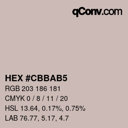 颜色代码: HEX #CBBAB5 | qconv.com