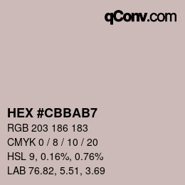 カラーコード: HEX #CBBAB7 | qconv.com