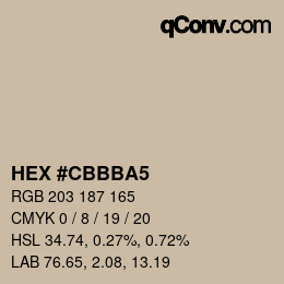 Código de color: HEX #CBBBA5 | qconv.com