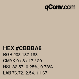 カラーコード: HEX #CBBBA8 | qconv.com