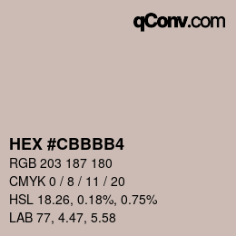カラーコード: HEX #CBBBB4 | qconv.com