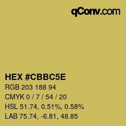 Color code: HEX #CBBC5E | qconv.com