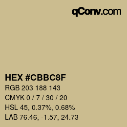 Color code: HEX #CBBC8F | qconv.com