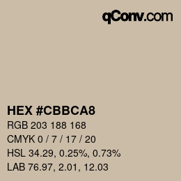Color code: HEX #CBBCA8 | qconv.com