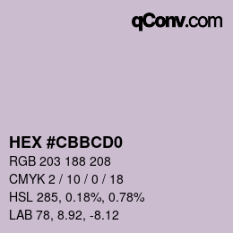 カラーコード: HEX #CBBCD0 | qconv.com
