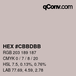 Color code: HEX #CBBDBB | qconv.com