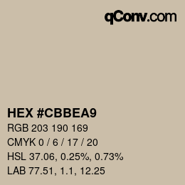 カラーコード: HEX #CBBEA9 | qconv.com