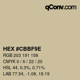 カラーコード: HEX #CBBF9E | qconv.com