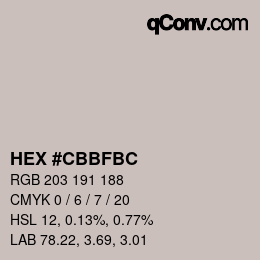 カラーコード: HEX #CBBFBC | qconv.com