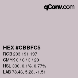 カラーコード: HEX #CBBFC5 | qconv.com