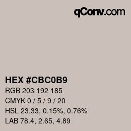 Farbcode: HEX #CBC0B9 | qconv.com