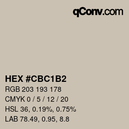 カラーコード: HEX #CBC1B2 | qconv.com