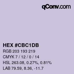 カラーコード: HEX #CBC1DB | qconv.com