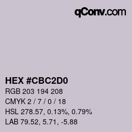 颜色代码: HEX #CBC2D0 | qconv.com