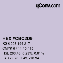 カラーコード: HEX #CBC2D9 | qconv.com