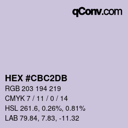 カラーコード: HEX #CBC2DB | qconv.com