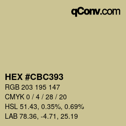 カラーコード: HEX #CBC393 | qconv.com