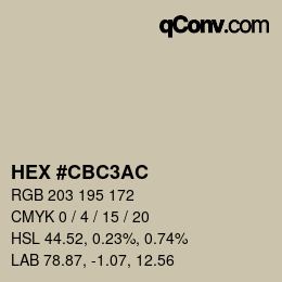 颜色代码: HEX #CBC3AC | qconv.com